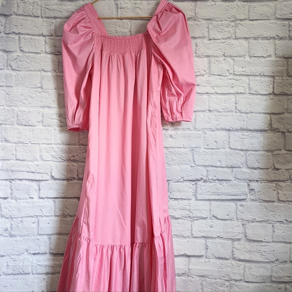H&M Pink Puff Sleeve Voluminous Midi Dress XS Blogger Favorite NEW - Picture 13 of 14